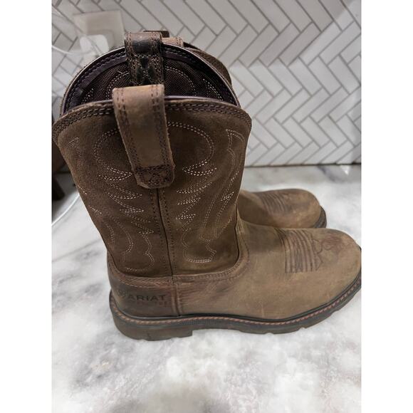 Ariat Groundbreaker Work Boots Men’s 8.5D Brown Steel Toe Pull-On Leather ASTM - Picture 1 of 15